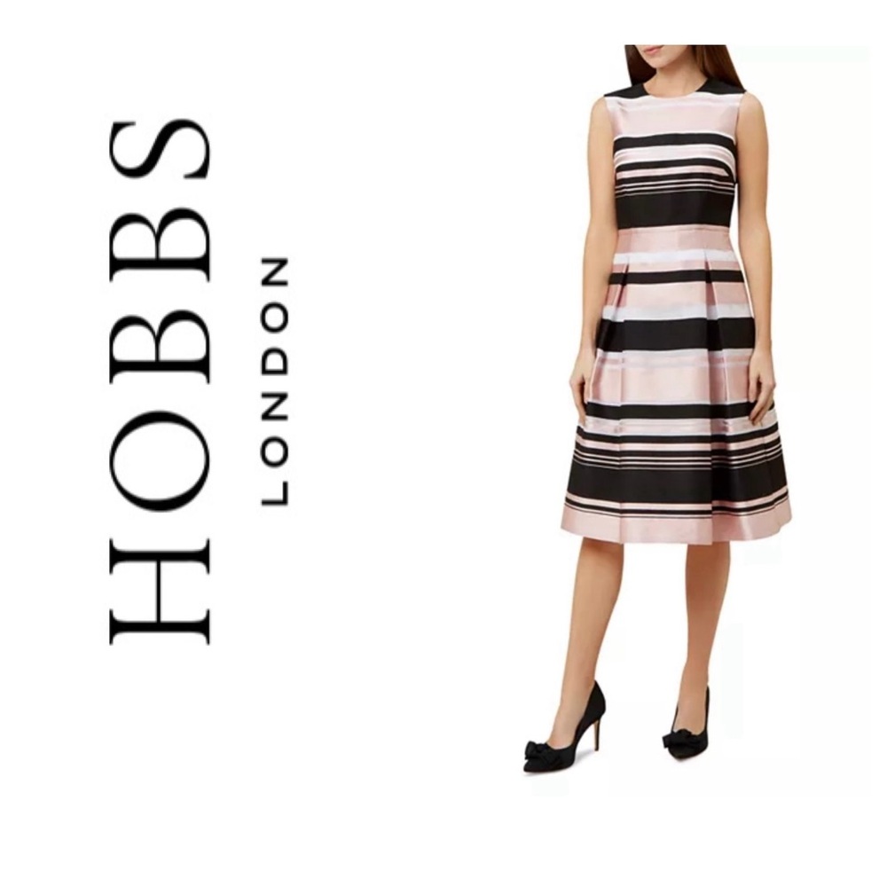 HOBBS LONDON Bridgette Pleated Striped Dress